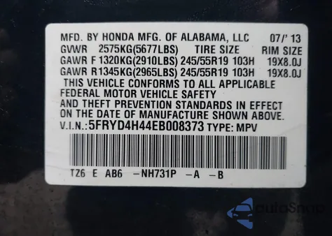 2014 Acura Mdx Technology Package from USA, damaged, VIN 5FRYD4H44EB008373